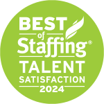 Award badge for best of staffing in client satisfaction 2024